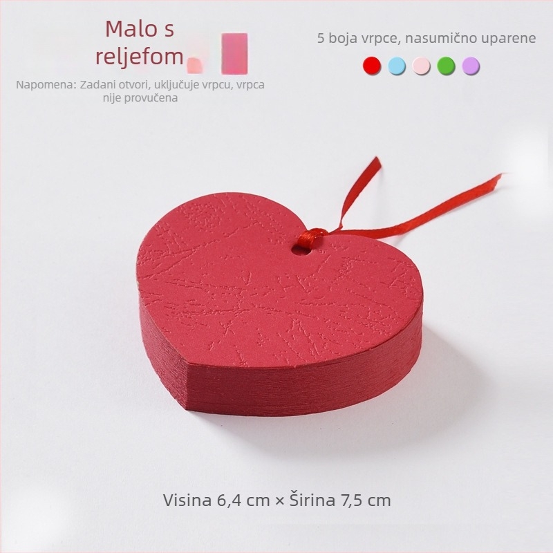 Ručno izrađena kartica u obliku srca za želje i blagoslove; mala zidna kartica za sastanke i aktivnosti