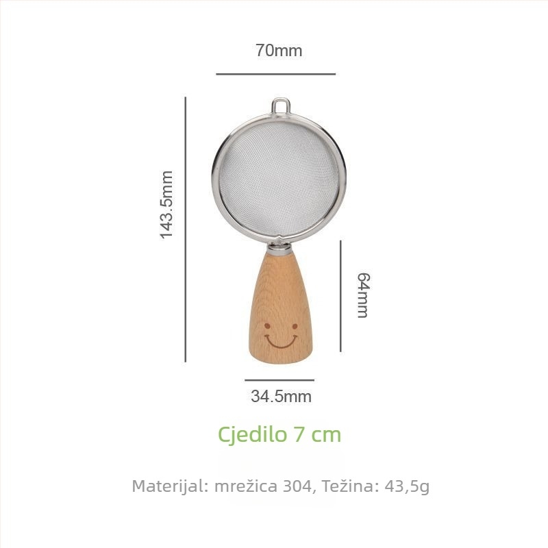 Set alata za pečenje od nehrđajućeg čelika: miješalica za jaja, lopatica za torte, kotačić za pizzu, sito za brašno i kašičica za miješanje