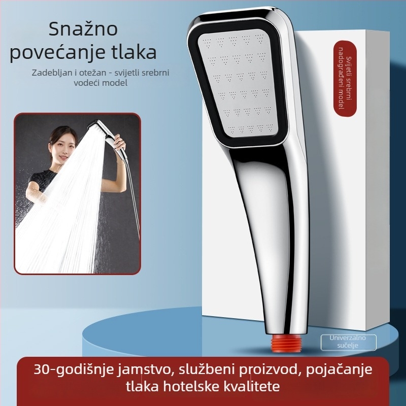Tuš glava s povećanim pritiskom, univerzalno sučelje, kromirani ABS, podesiva