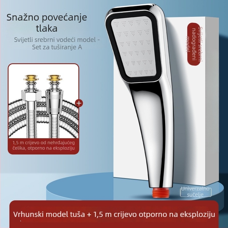 Tuš glava s povećanim pritiskom, univerzalno sučelje, kromirani ABS, podesiva