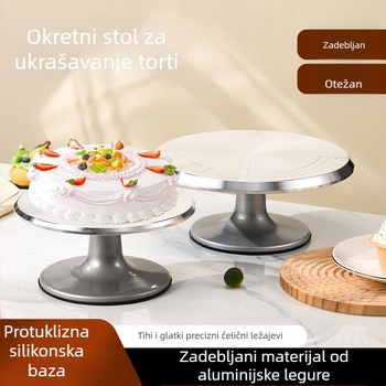 Aluminijska tortna okretna ploča za dekoriranje, 10–12 inča, protuklizna podloga