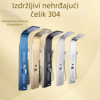 Set tuš sustav od 304 nehrđajućeg čelika s digitalnim zaslonom, površinska ugradnja, crna kišna glava, zidna instalacija