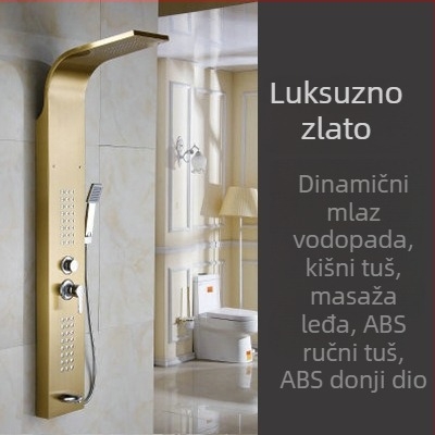 Set tuš sustav od 304 nehrđajućeg čelika s digitalnim zaslonom, površinska ugradnja, crna kišna glava, zidna instalacija
