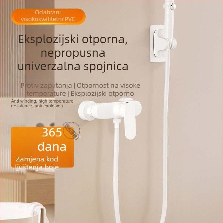 Bijeli PVC debeli otporni na eksploziju tuš crijevo i tuš glava – univerzalno crijevo za kupaonicu i bojler