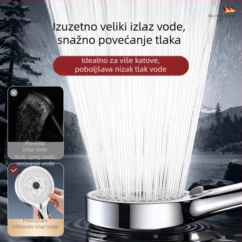 Zidni set tuš glave, ABS plast, okrugli oblik, načini raspršivanja i kiše, kućna upotreba