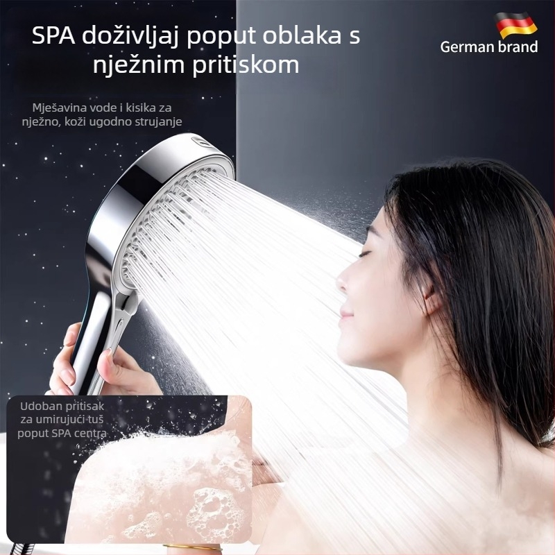 Zidni set tuš glave, ABS plast, okrugli oblik, načini raspršivanja i kiše, kućna upotreba