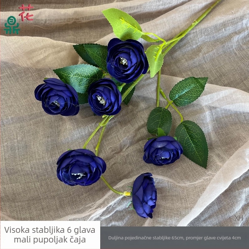 Umjetni cvijet sa šest glavica na visokoj grani, dizajn lotosa, za vjenčanja i dvorane banketa