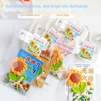 3D čestitka za Dan učitelja s umjetnim suncokretima, elegantna poklon-kartica za učitelje