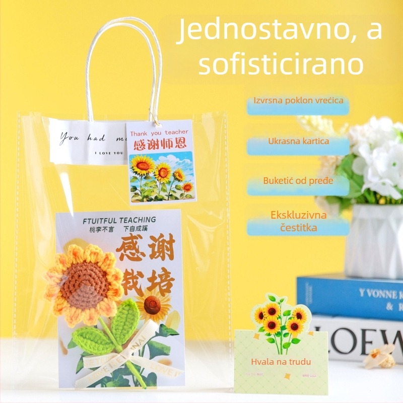 3D čestitka za Dan učitelja s umjetnim suncokretima, elegantna poklon-kartica za učitelje