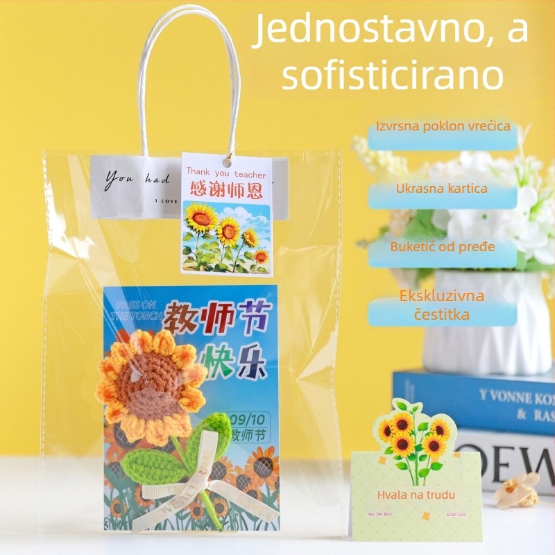 3D čestitka za Dan učitelja s umjetnim suncokretima, elegantna poklon-kartica za učitelje