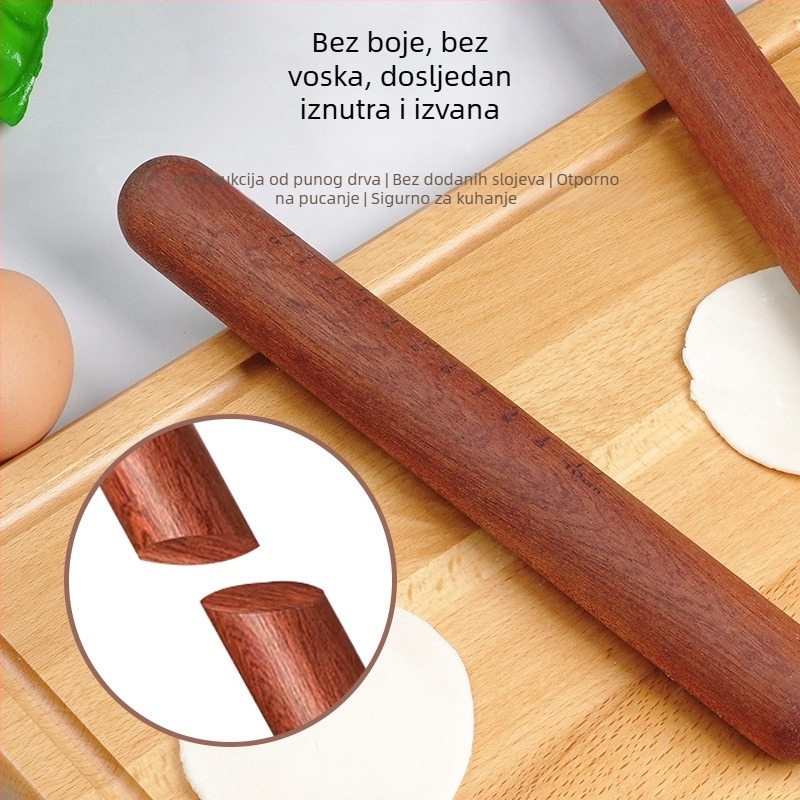 Domaći prijenosni valjak za tijesto od ebanovog drveta, nelepiv, velikog formata, s prilagođenim logotipom