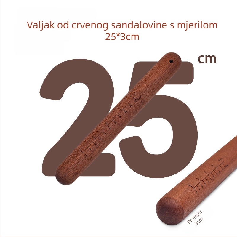 Domaći prijenosni valjak za tijesto od ebanovog drveta, nelepiv, velikog formata, s prilagođenim logotipom