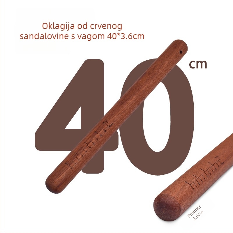 Domaći prijenosni valjak za tijesto od ebanovog drveta, nelepiv, velikog formata, s prilagođenim logotipom