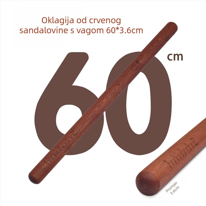 Domaći prijenosni valjak za tijesto od ebanovog drveta, nelepiv, velikog formata, s prilagođenim logotipom