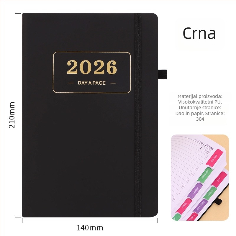 2026 engleska verzija planera — 365-dnevni dnevnik i kalendar, međunarodni rokovnik
