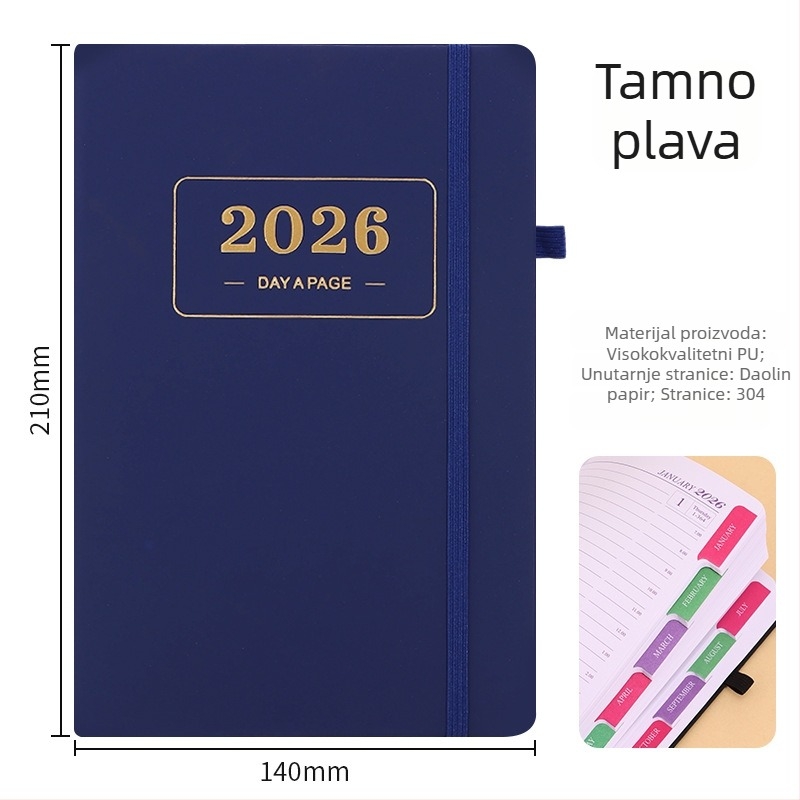 2026 engleska verzija planera — 365-dnevni dnevnik i kalendar, međunarodni rokovnik