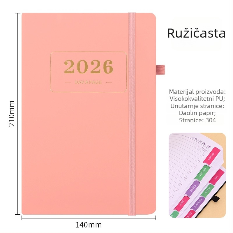 2026 engleska verzija planera — 365-dnevni dnevnik i kalendar, međunarodni rokovnik