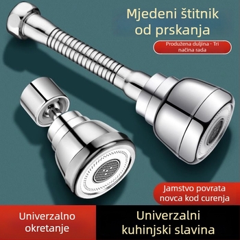 Kuhinjski produživač slavine s glavom protiv prskanja, tri načina rada, nehrđajući čelik