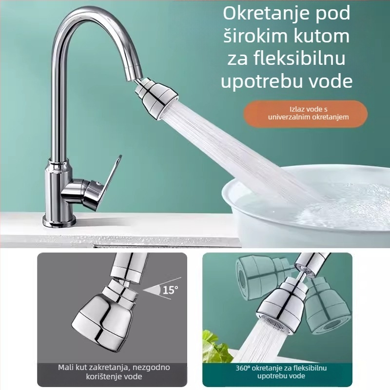 Kuhinjski produživač slavine s glavom protiv prskanja, tri načina rada, nehrđajući čelik