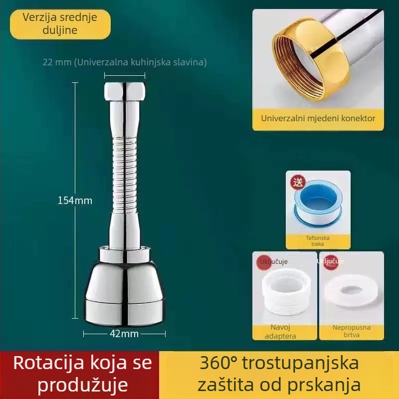 Kuhinjski produživač slavine s glavom protiv prskanja, tri načina rada, nehrđajući čelik