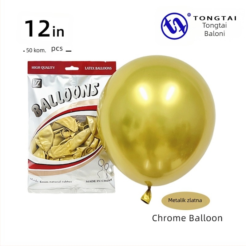 Krom zlatni lateks baloni, 12 inča, 2,8 g, za svadbenu dekoraciju