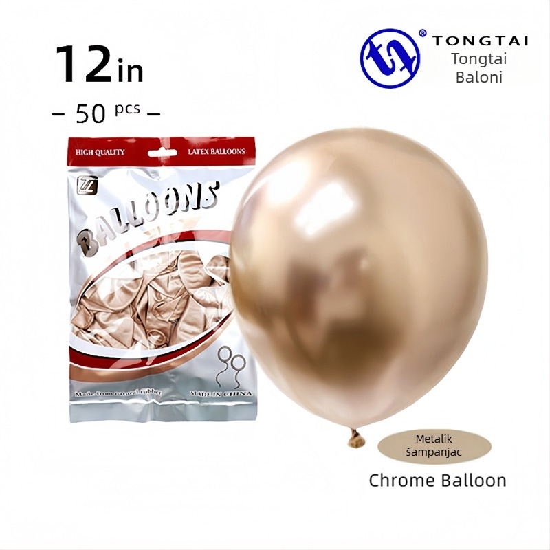 Krom zlatni lateks baloni, 12 inča, 2,8 g, za svadbenu dekoraciju