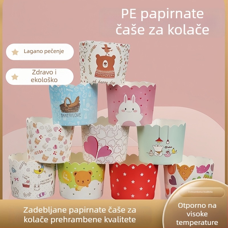 PE premazane papirnate šalice za muffine, otporne na visoke temperature, za pečenje, prženje i parenje