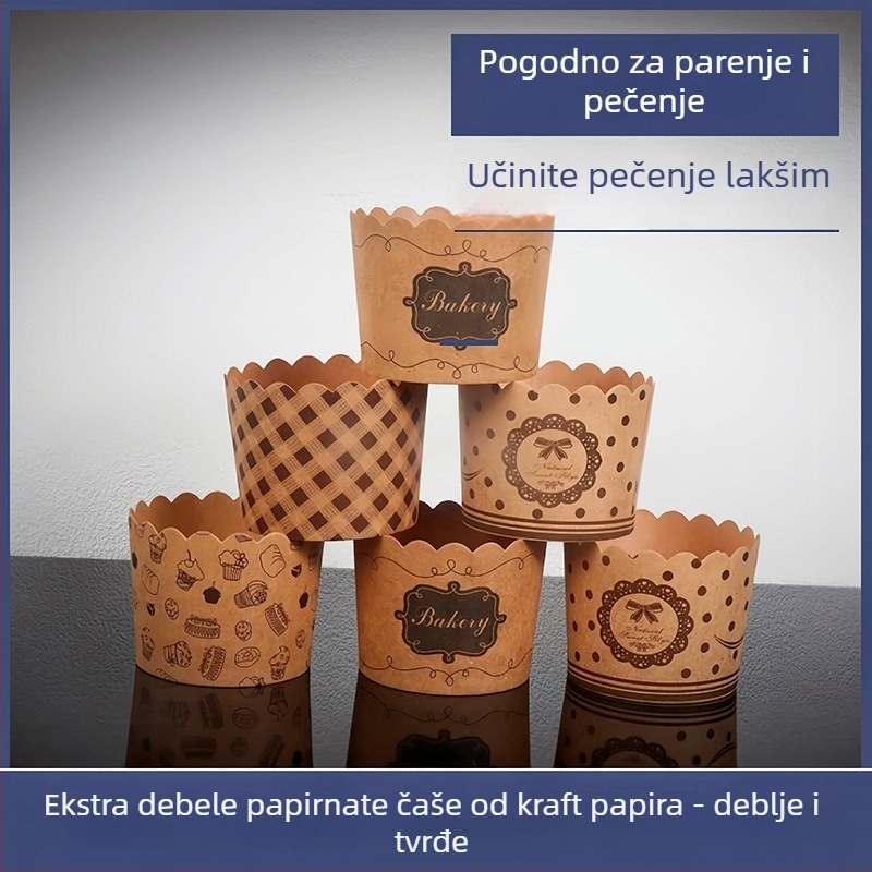 PE premazane papirnate šalice za muffine, otporne na visoke temperature, za pečenje, prženje i parenje