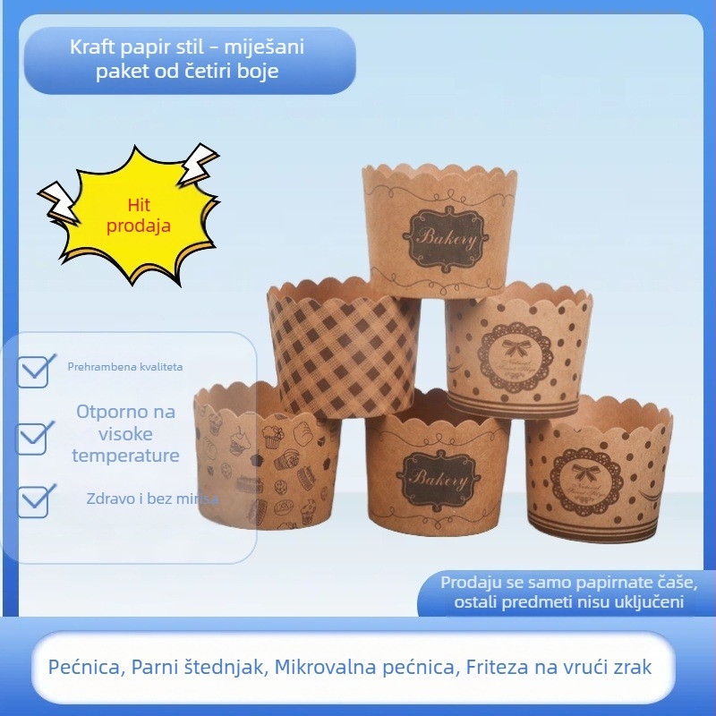 PE premazane papirnate šalice za muffine, otporne na visoke temperature, za pečenje, prženje i parenje