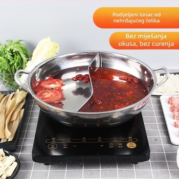 Dongsheng Debeli Indukcijski Lonac za Hot Pot s Dvije Kamere, Nehrđajući Čelik, Poklopac od Kaljenog Stakla, Kućna Upotreba