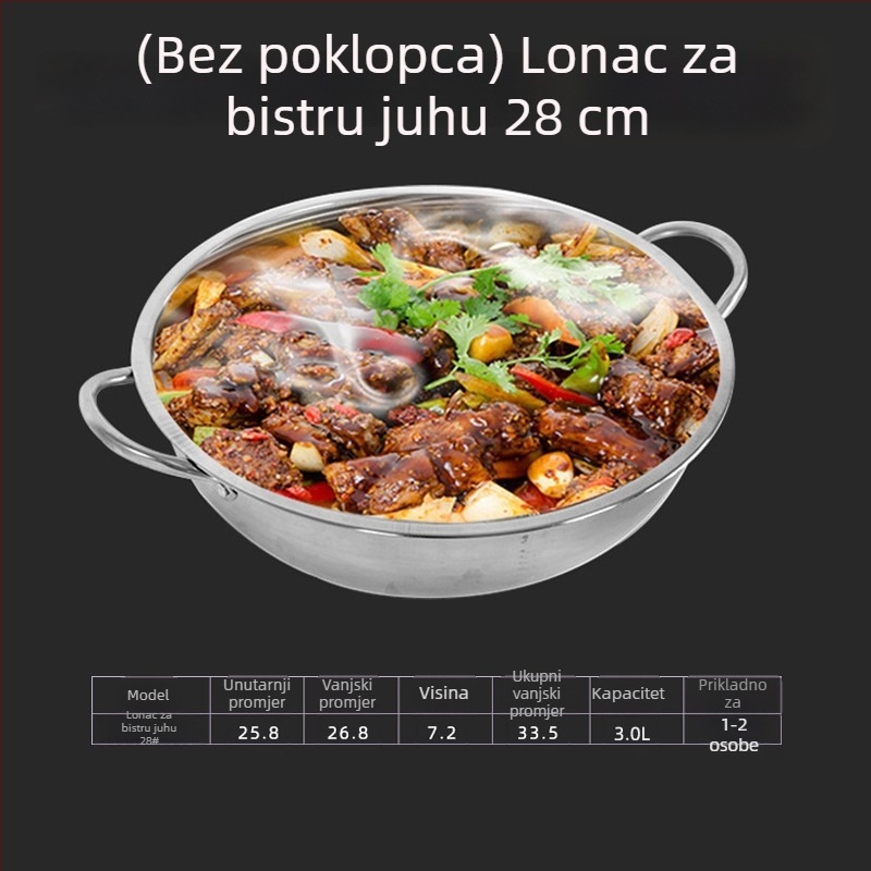 Dongsheng Debeli Indukcijski Lonac za Hot Pot s Dvije Kamere, Nehrđajući Čelik, Poklopac od Kaljenog Stakla, Kućna Upotreba