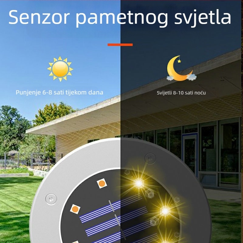 Solarno podzemno svjetlo od nehrđajućeg čelika, vanjsko vodootporno osvjetljenje za dvorište i stepenice