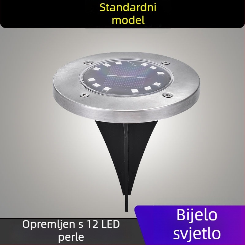 Solarno podzemno svjetlo od nehrđajućeg čelika, vanjsko vodootporno osvjetljenje za dvorište i stepenice