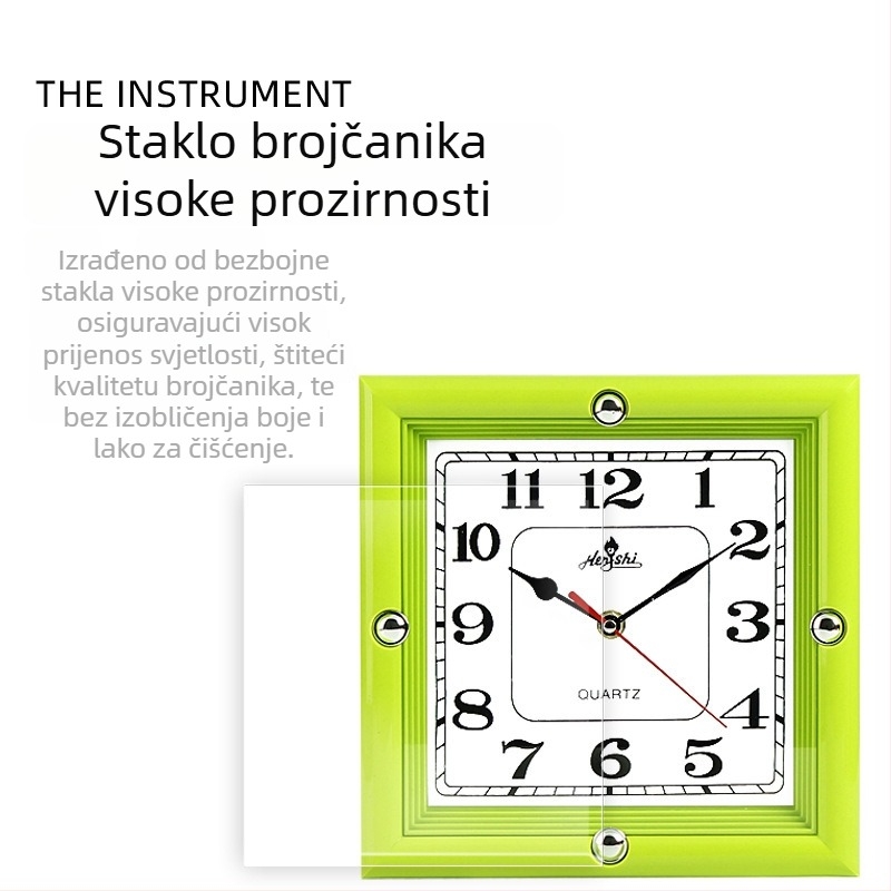 Plastični zidni sat, 10-inčni, moderan minimalistički dizajn, kvadratični brojčanik s brojevima, kvarcni mehanizam