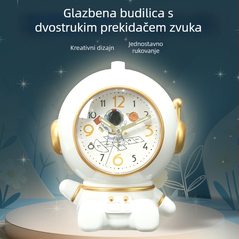 Crtić astronaut budilnik za djecu – stolni budilnik za buđenje za dječake i djevojčice