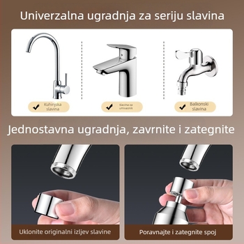Kuhinjski universalni produžni slavine s glavom protiv prskanja, universalnim adapterom i raspršivačem