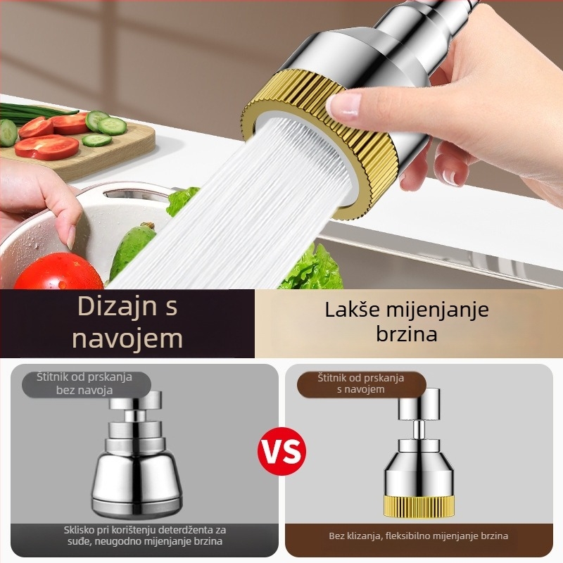 Kuhinjski universalni produžni slavine s glavom protiv prskanja, universalnim adapterom i raspršivačem