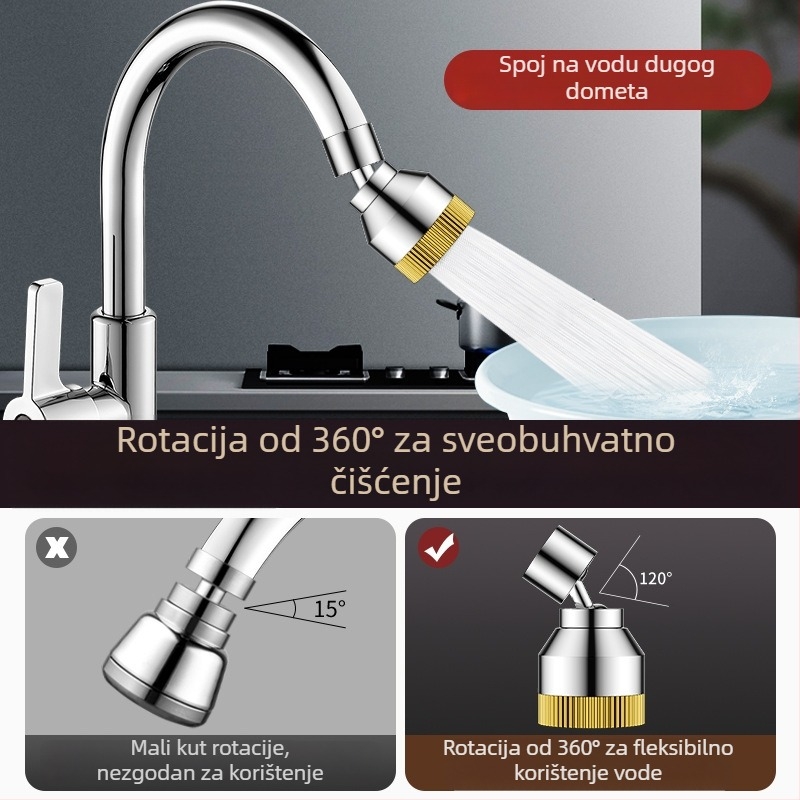 Kuhinjski universalni produžni slavine s glavom protiv prskanja, universalnim adapterom i raspršivačem