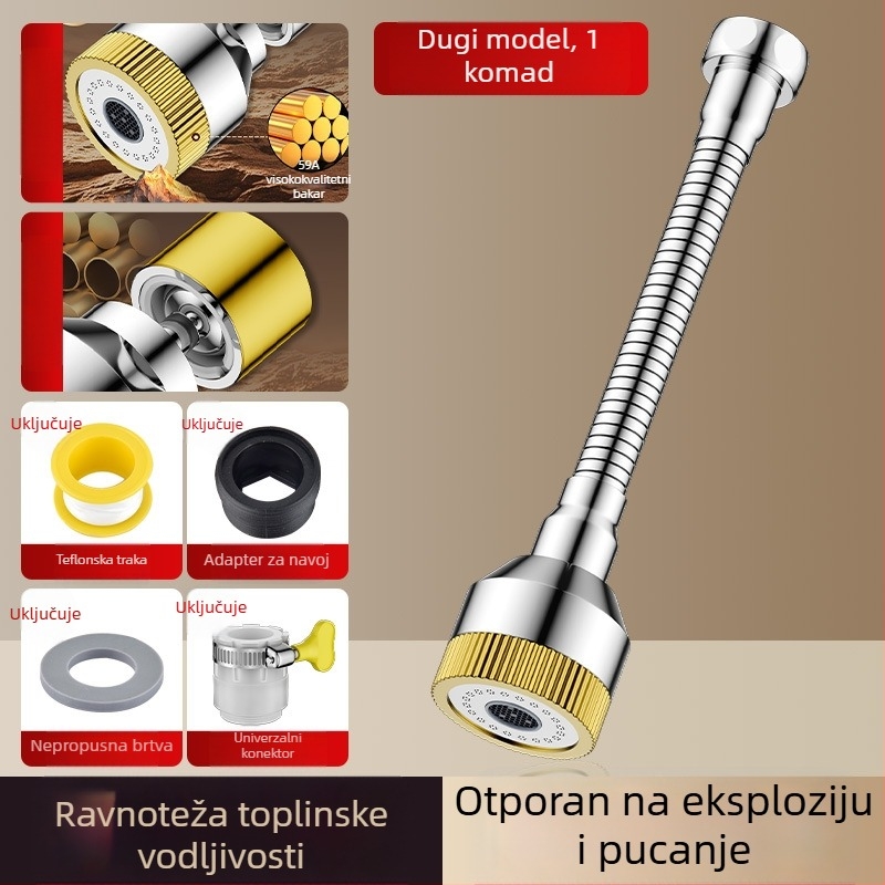 Kuhinjski universalni produžni slavine s glavom protiv prskanja, universalnim adapterom i raspršivačem