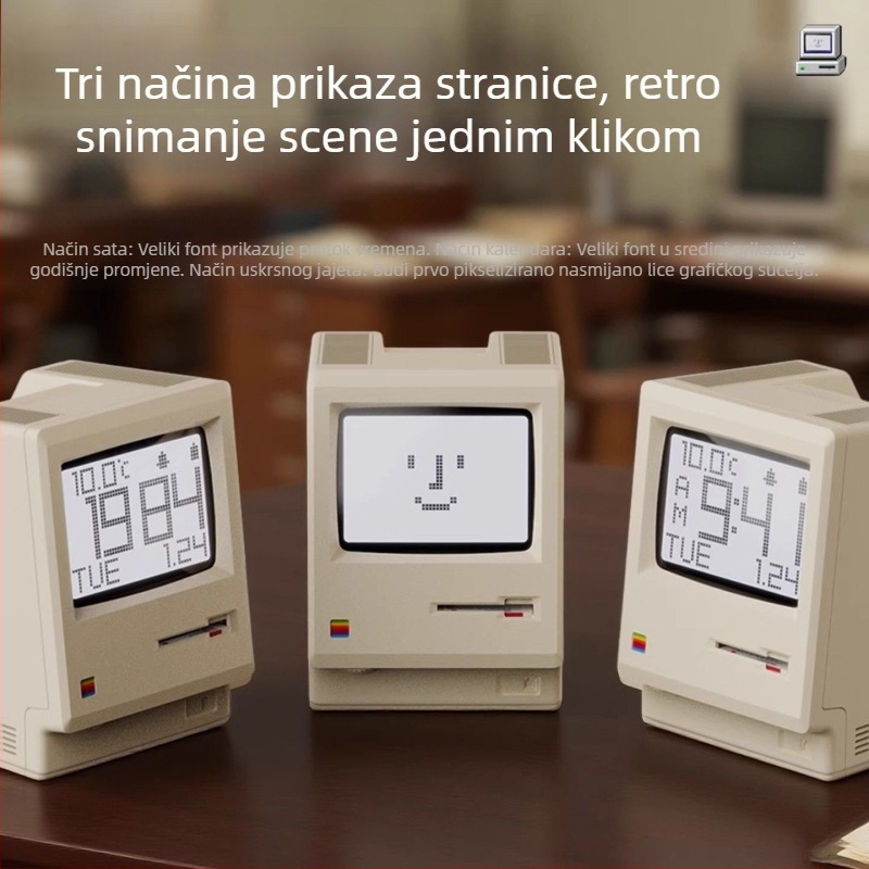 Maclock Macintosh budilica – retro nostalgičan stolni digitalni sat, kreativan rođendanski poklon za dečka