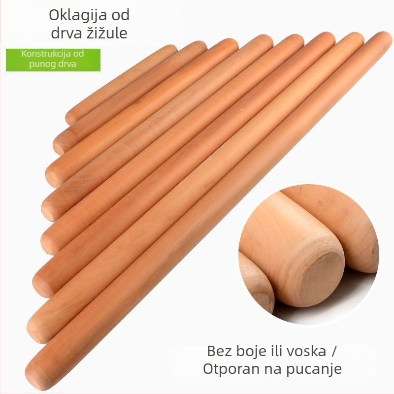 Drveni valjak za tijesto za knedle, potpuno drveni, kućna upotreba, veličine veliki i mali