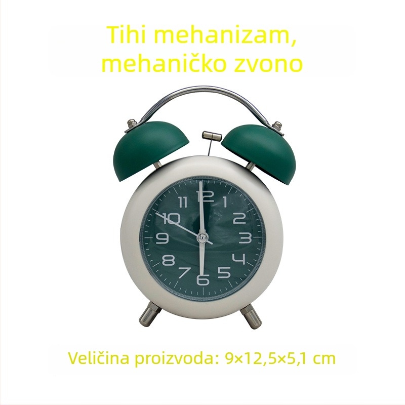 Dječji budilnik na noćnom ormariću s analognim brojčanikom, tih rad, svijetleće ruke, model F18