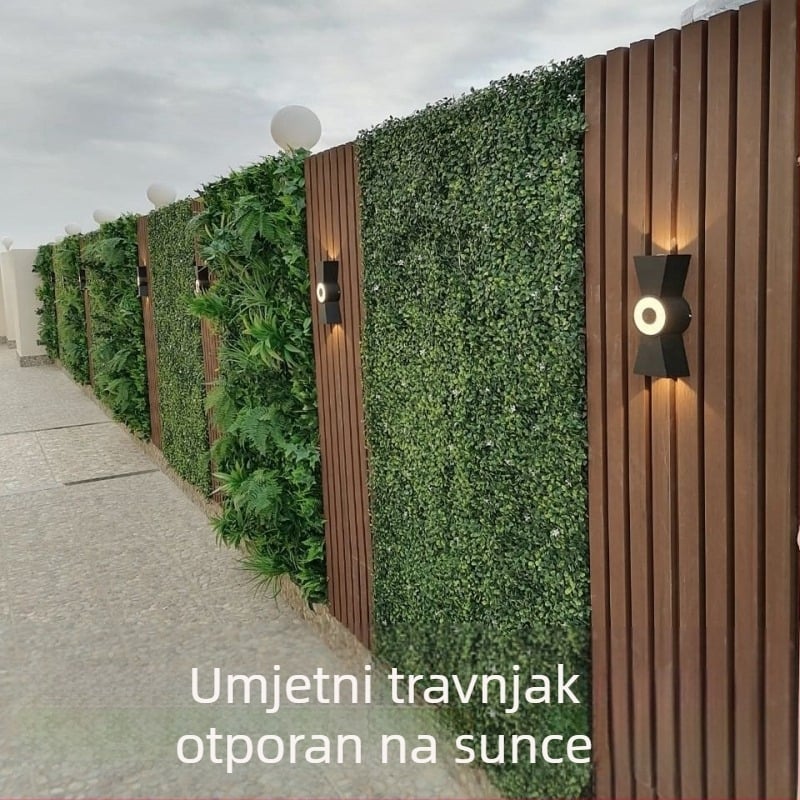 Vanjska umjetna trava za zelenu stijenu uz ogradu, UV‑otporne plastične biljke