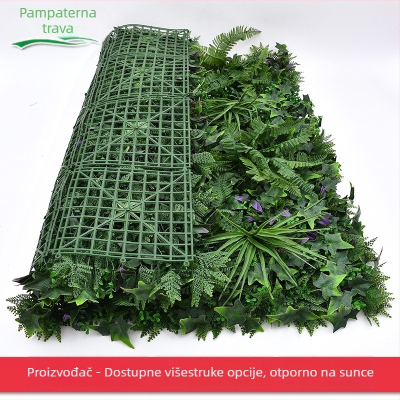 Vanjska umjetna trava za zelenu stijenu uz ogradu, UV‑otporne plastične biljke