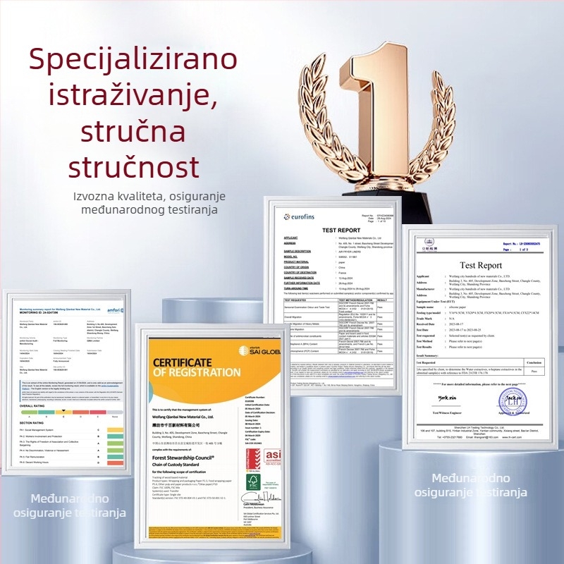 Kvadratni papir za zračnu fritu s dvostrukim silikoniranim premazom, otporan na masnoće i neljepljiv