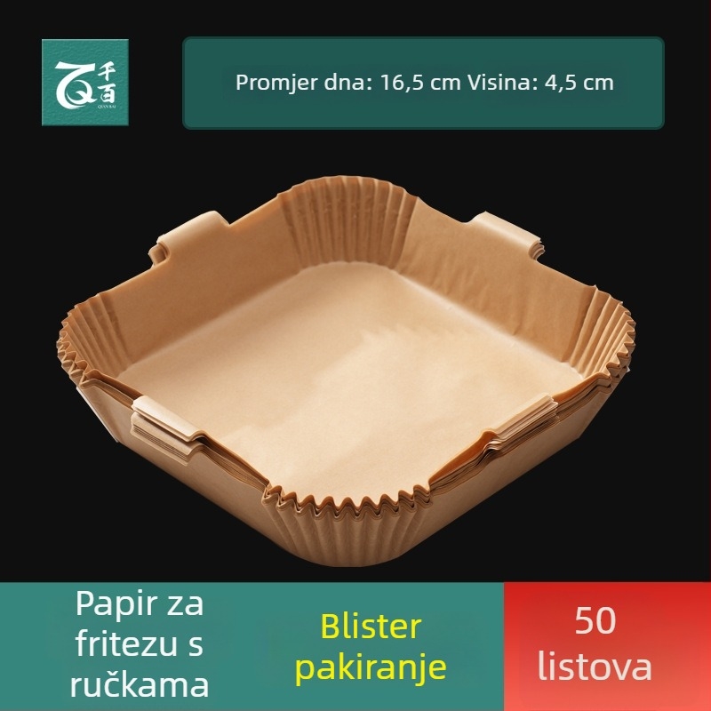 Kvadratni papir za zračnu fritu s dvostrukim silikoniranim premazom, otporan na masnoće i neljepljiv