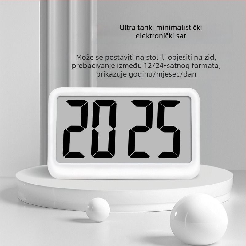 LED digitalni budilnik s velikim zaslonom, ultra-tanki dizajn, stolni sat za spavaću sobu