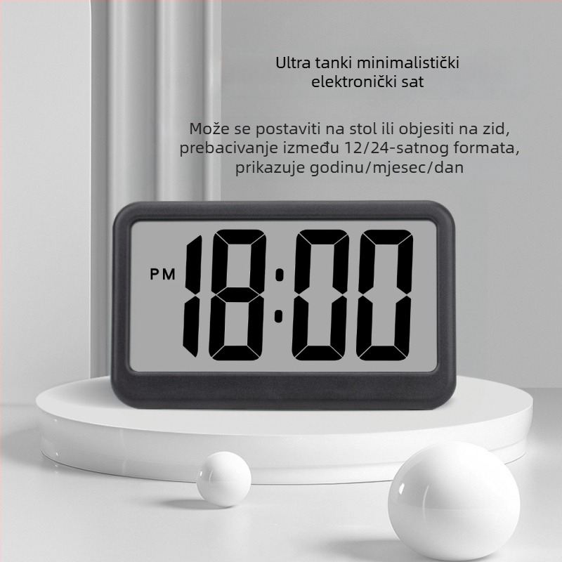LED digitalni budilnik s velikim zaslonom, ultra-tanki dizajn, stolni sat za spavaću sobu