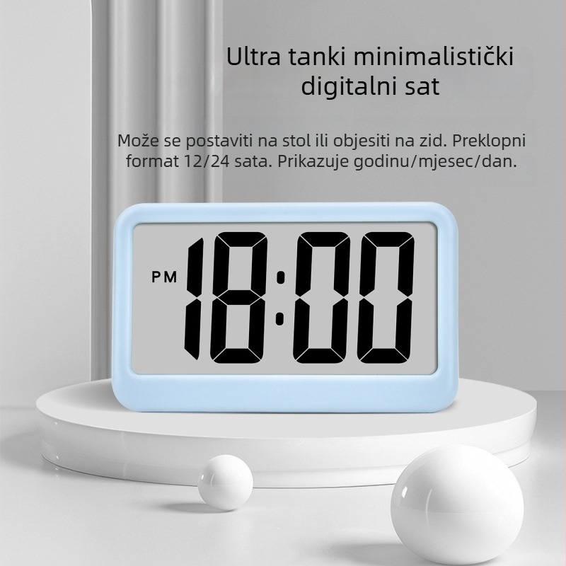 LED digitalni budilnik s velikim zaslonom, ultra-tanki dizajn, stolni sat za spavaću sobu