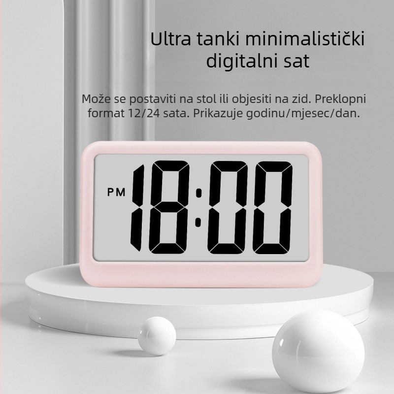 LED digitalni budilnik s velikim zaslonom, ultra-tanki dizajn, stolni sat za spavaću sobu